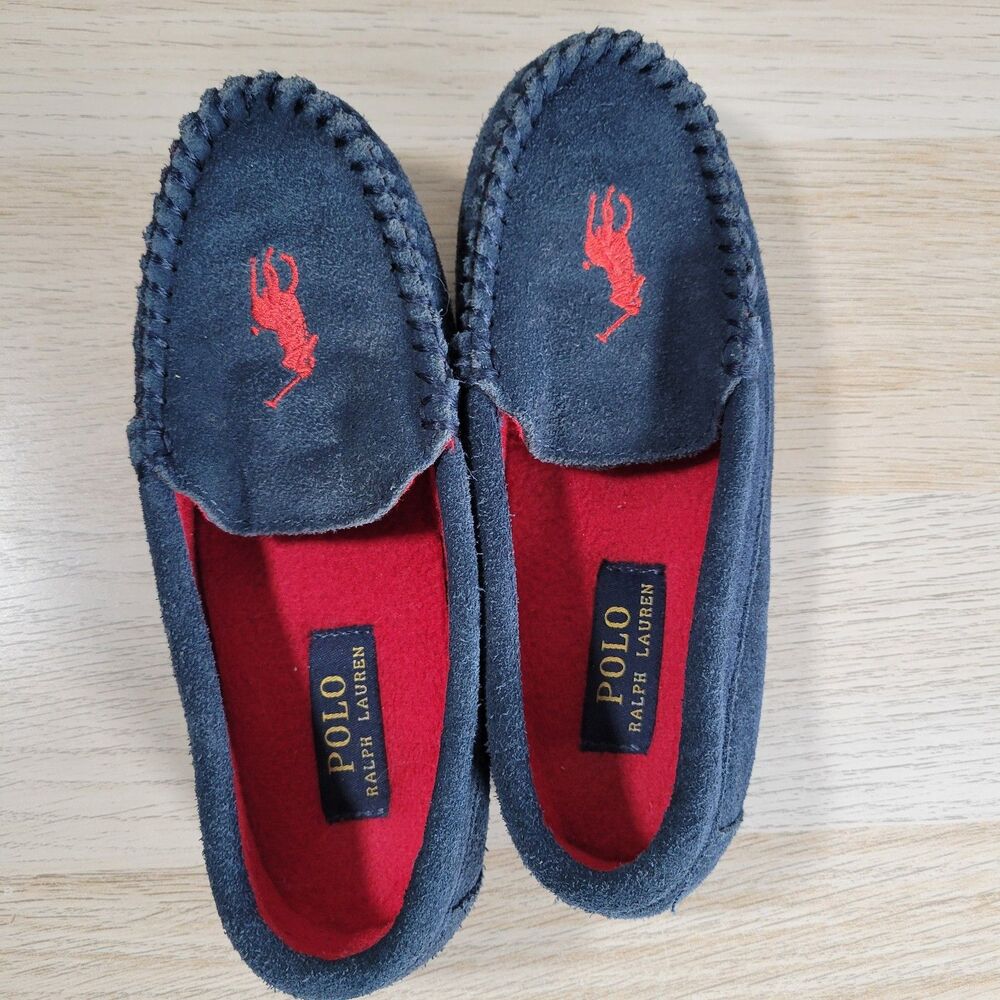 Polo Ralph Lauren Suede Boys 1 Pony Moccasin Toddler Desmond Moc Logo Shoe Navy - Picture 4 of 8
